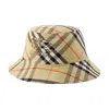 Burberry Ered Cotton Blend Bucket Hat With Nine Words In Brown