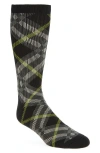 Burberry Bias Check Crew Socks In Indigo