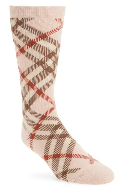 Burberry Bias Check Crew Socks In Teacup