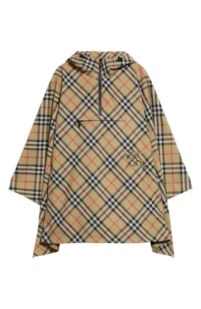 Burberry Bias Check Hooded Poncho In Sand