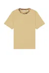 Burberry Men Beige Crewneck T-shirt With Check Motif On The Collar In Cotton Man In White