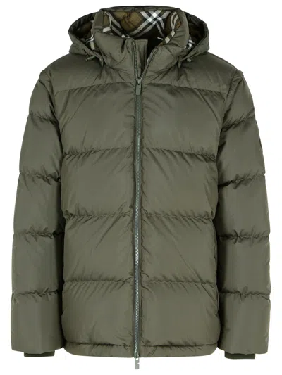 Burberry Polyester Down Jacket With Detachable Sleeves In Green
