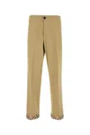 Burberry Classic Straight-leg Pants With Distinctive Check Cuffs In Nude