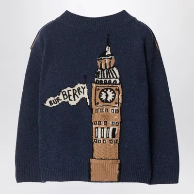 Burberry Big Ben Sweater In Wool In Blue