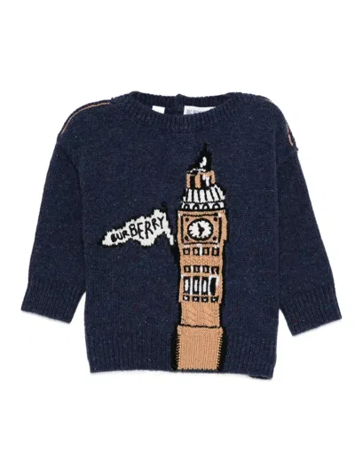 Burberry Babies' Big-ben Wool Sweater In Blue