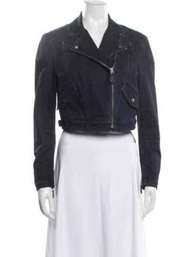 Pre-owned Burberry Biker Jacket In Blue