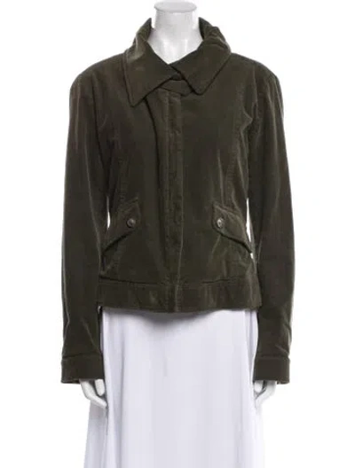 Pre-owned Burberry Biker Jacket In Green