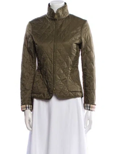 Pre-owned Burberry Biker Jacket In Green