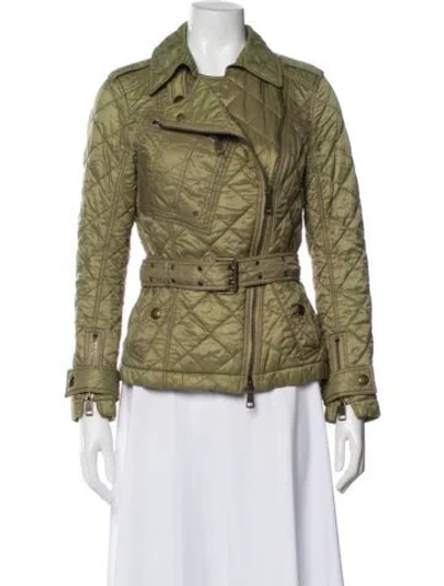 Pre-owned Burberry Biker Jacket In Green