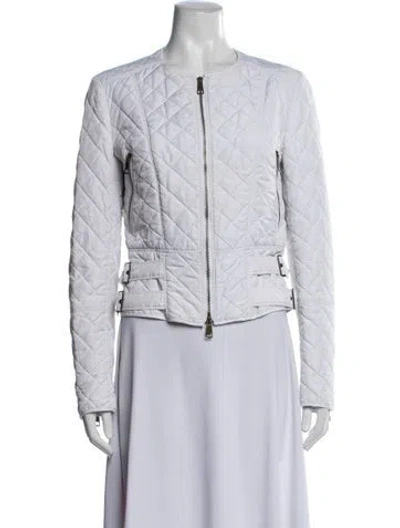 Pre-owned Burberry Biker Jacket In White