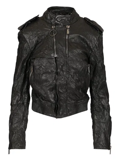 Burberry Biker Style Jacket Tops Black