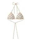Burberry Check Triangle Bikini Top In Beige