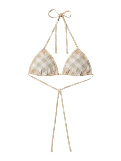 Burberry Check Bikini Top In Neutrals