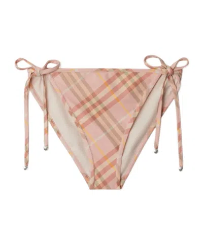 BURBERRY BURBERRY CHECK PRINTED SELF-TIED BIKINI BOTTOMS