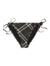 Burberry Dark Brown Check Bikini Bottom In Verde
