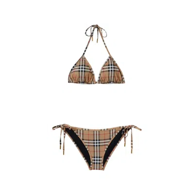 Burberry Bikini With Check Motif In Brown