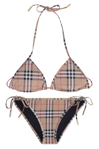 Burberry Bikini With Triangle Bra In Neutral