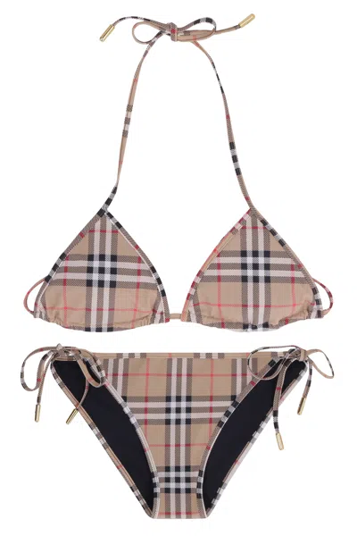 Burberry Bikini With Triangle Bra In Brown
