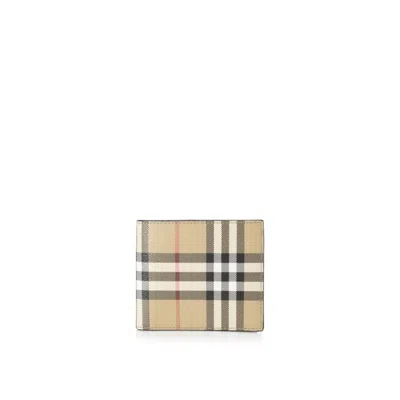 Burberry Billfold Wallet With Internal Logo Detail In Neutrals