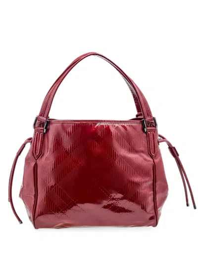 Pre-owned Burberry Bilmore Check-embossed Tote Bag In Red
