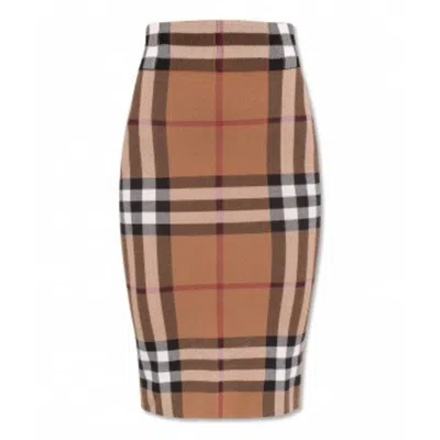 Burberry Birch Brown Check Jacquard Skirt