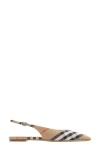 Burberry Check Birdie Slingback Ballerina Flats Women In Sand Ip Check