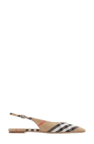 BURBERRY BURBERRY BIRDIE CHECK POINTED TOE SLINGBACK FLAT