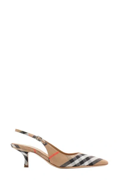 BURBERRY BURBERRY BIRDIE CHECK POINTED TOE SLINGBACK SANDAL