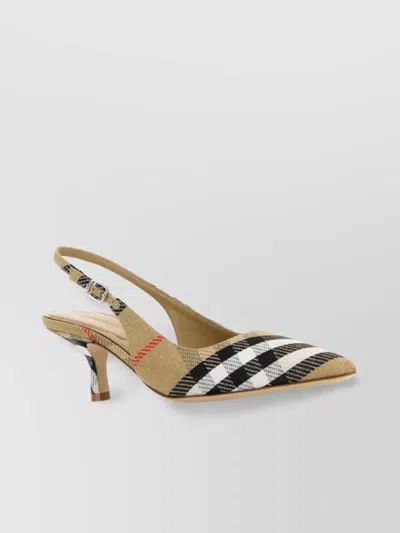 BURBERRY BIRDIE CHECK PUMPS EMBROIDERED FABRIC