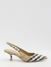 Burberry Slingback Pumps Birdie Check Women In Beige
