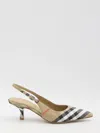 Burberry Slingback Pumps Birdie Check Women In Beige