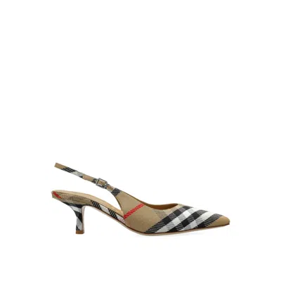 Burberry Birdie Check Slingback Pumps In Neutral