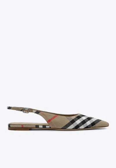 BURBERRY BIRDIE VINTAGE CHECK SLINGBACK FLATS