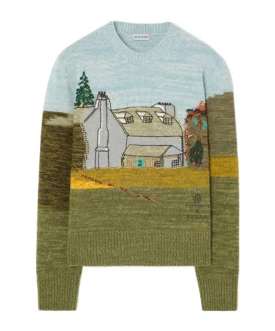 Burberry Birkhall Wool Sweater In Green