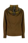 Burberry Checked Scarf Satin Top In Gray