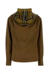 Burberry Checked Scarf Satin Top In Brown