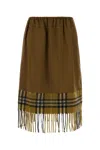 Burberry Checked Midi Fringed Skirt