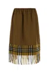 Burberry Satin Skirt With Elastic Waistband And Fringe Hem