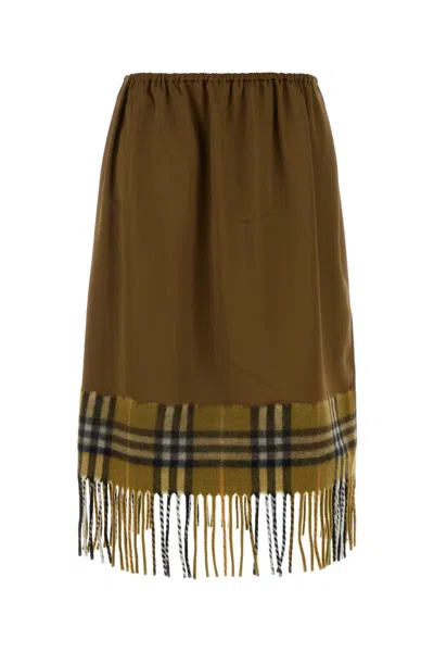 Burberry Biscuit Satin Skirt In Brown