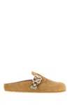 Burberry Suede Slippers With Buckle Detail And Textured Finish