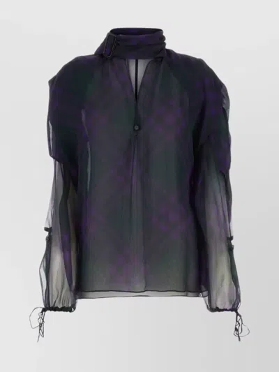 BURBERRY SILK PRINTED SCARF-COLLAR BLOUSE