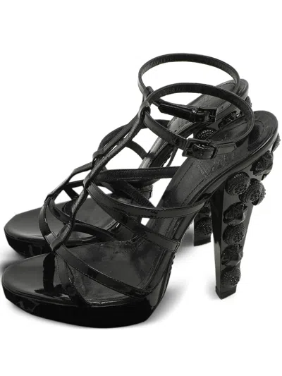Pre-owned Burberry Ankle-strap Leather Sandals In Black