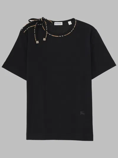 Burberry Bow-detailed Cotton T-shirt In Black