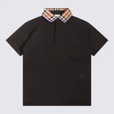 Burberry Kids' Contrast-collar Cotton Polo Shirt In Black