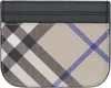 Burberry Black & Beige Check Card Holder In Lichen