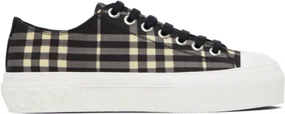 BURBERRY BLACK & BEIGE CHECK SNEAKERS