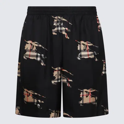 BURBERRY BLACK AND BEIGE SILK SHORTS