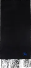 Burberry Cashmere Embroidered Ekd Scarf In Black