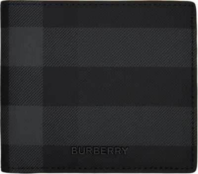 Burberry Black & Gray Check Slim Bifold Wallet