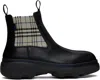 Burberry Checked Leather Chelsea Boots In Black/lichen Ip Chk